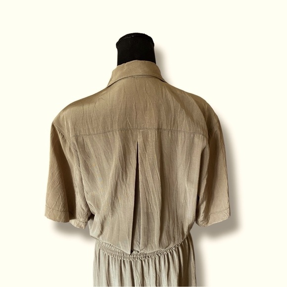 Vintage Regina Porter Shirt Dress Elegant Brown Button-Down Midi Tri-Acetate (M) - Picture 4 of 13